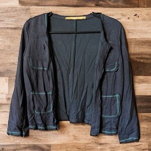 3/$15 Gender Bias Grey/Teal Open Front Cardigan